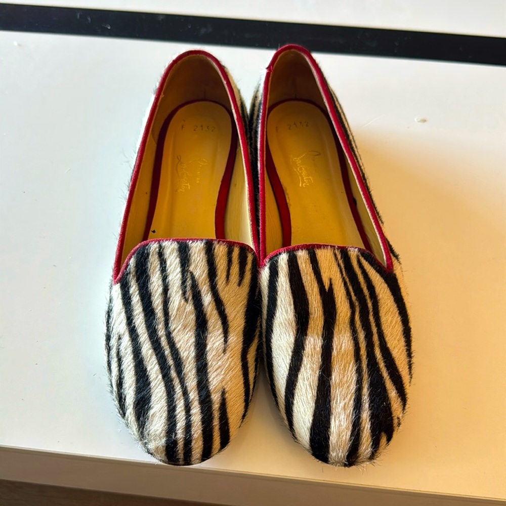 Christian Louboutin Zebra Calf Hair Flats - Size 37